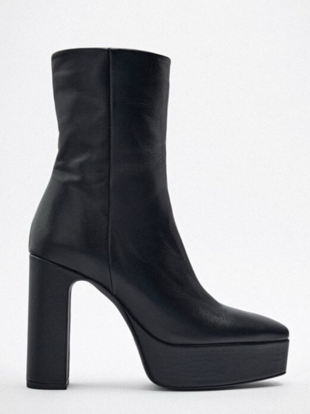 Zara Platform Leather Ankle Boots